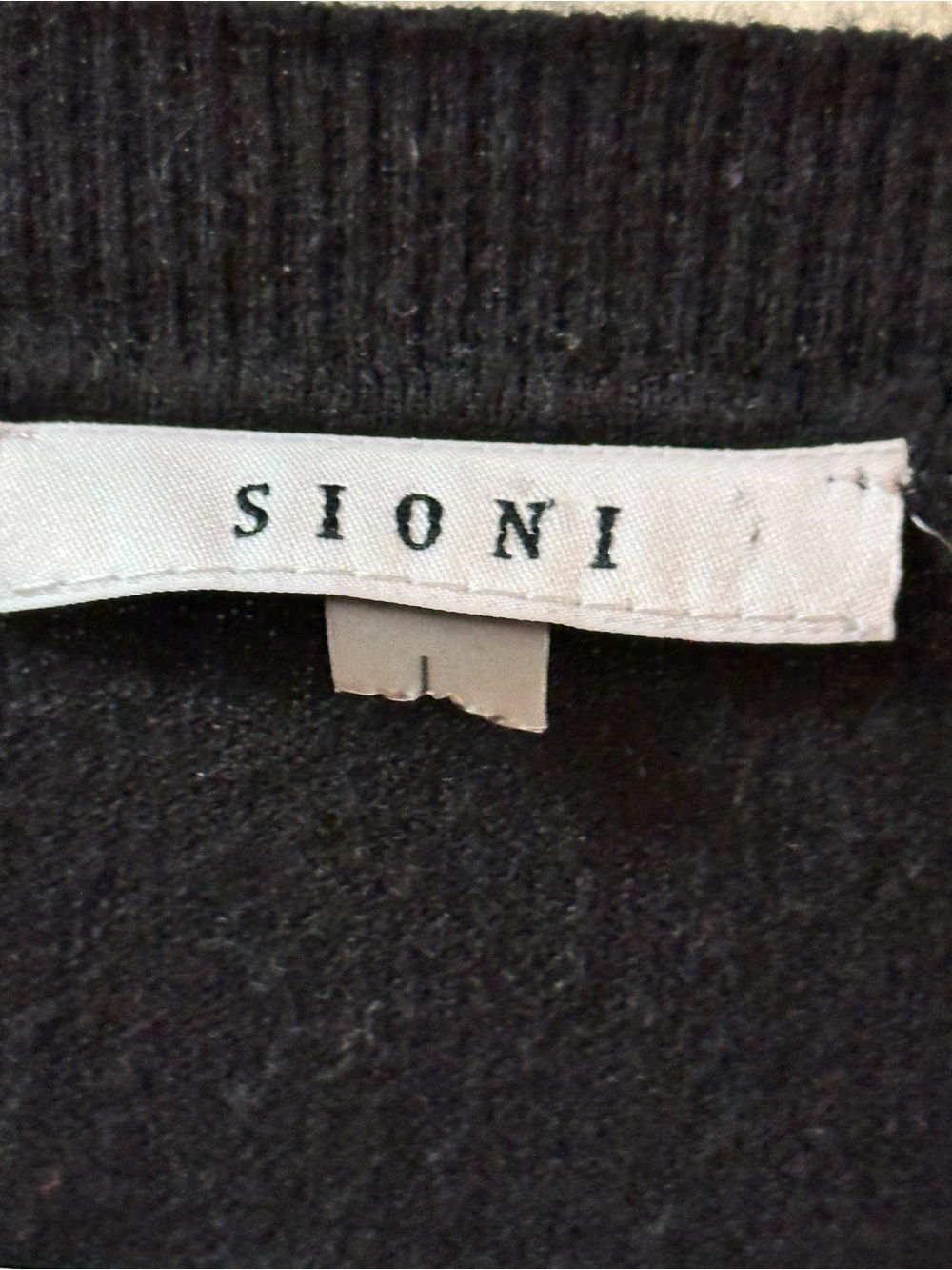 Sioni Black Sweater Top Sheer Embroidered Sleeve Crochet Trim Large - Picture 3 of 7